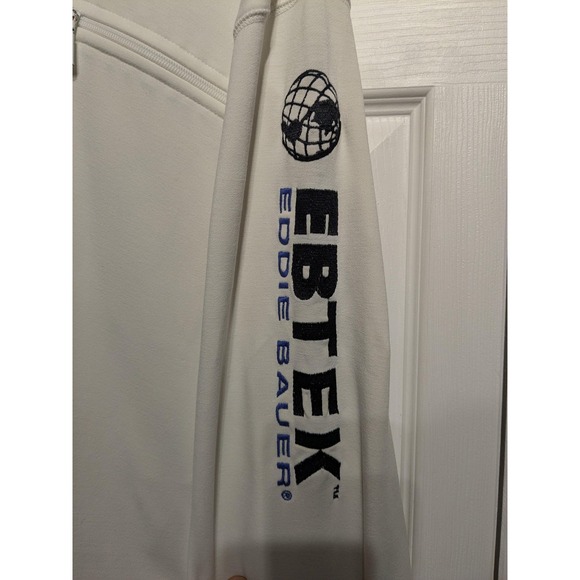 Eddie Bauer EBTEK Pullover Mens XLT‎ White Quarter Zip Mock Neck Chest Pocket - Picture 4 of 16